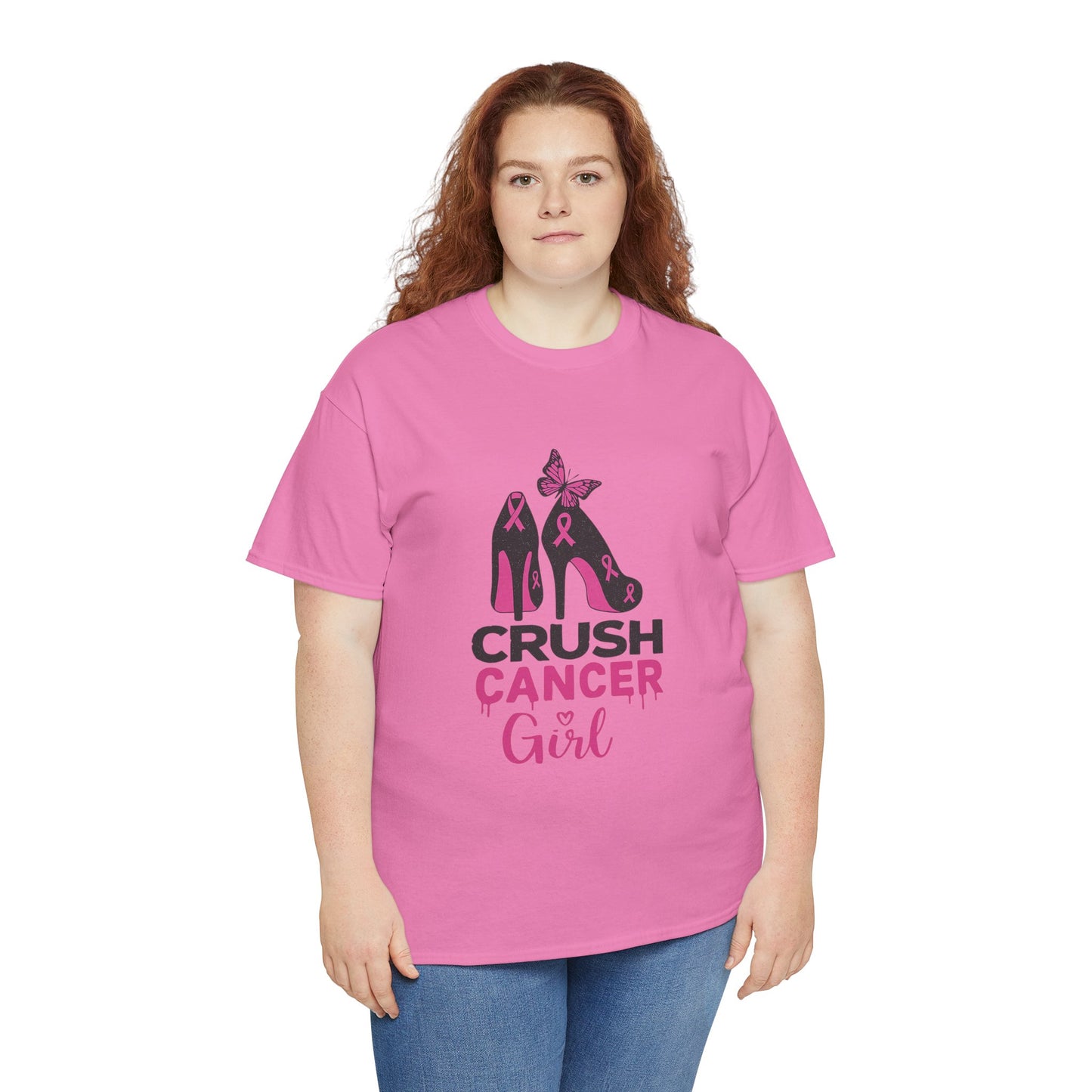 Crush Cancer Girl Tee: High Heels, Pink Ribbon, Hope