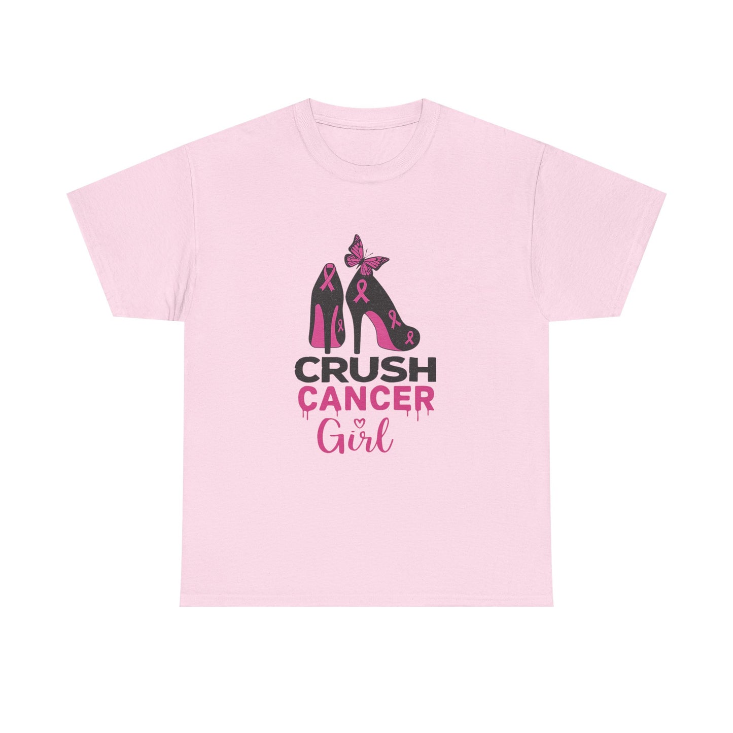 Crush Cancer Girl Tee: High Heels, Pink Ribbon, Hope