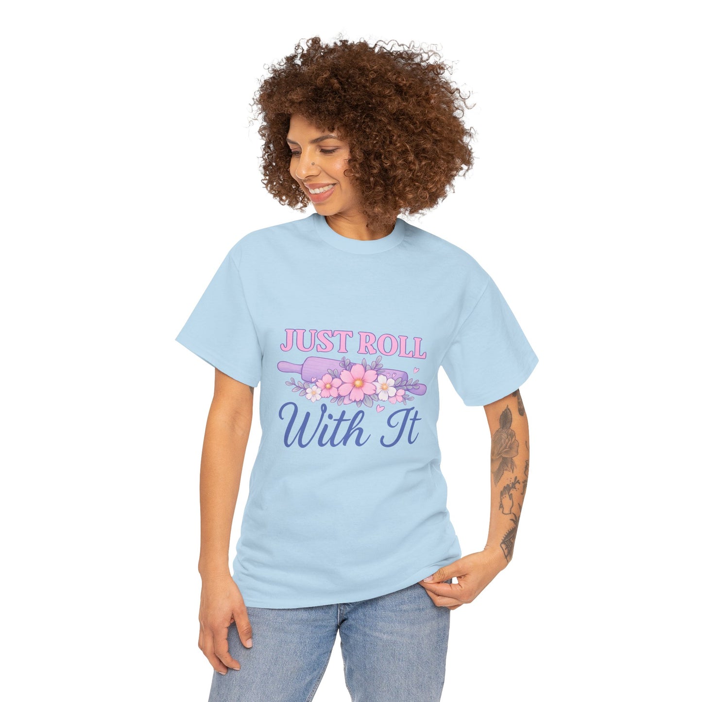 Floral Tee 'Just Roll With It'