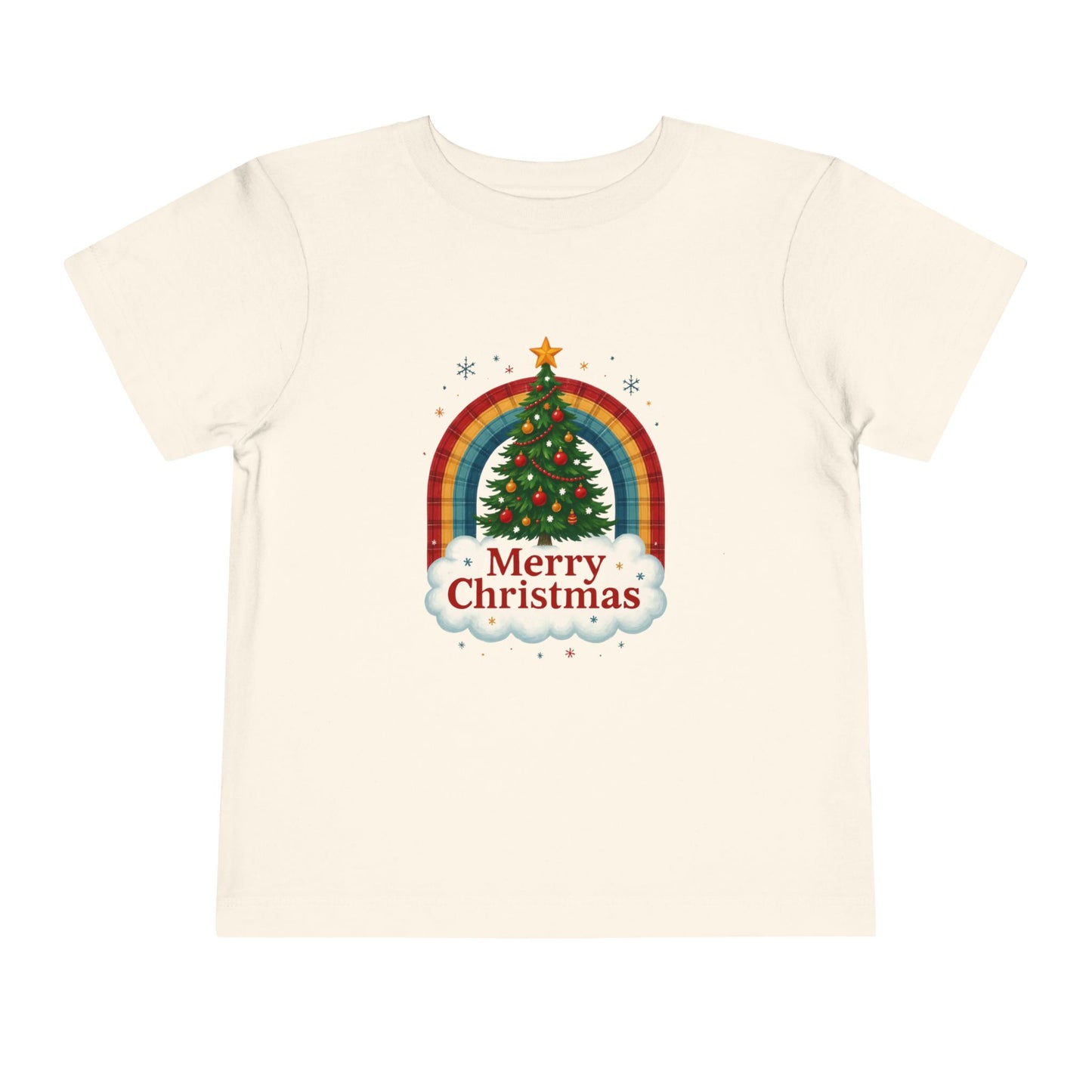 Merry Christmas Plaid Rainbow Tree Toddler Tee