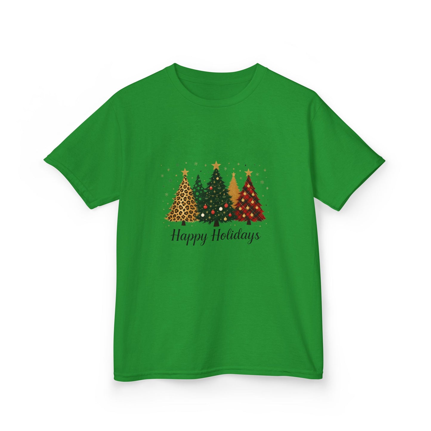 Happy Holidays Dino Tree Kids Tee - Festive Christmas Shirt