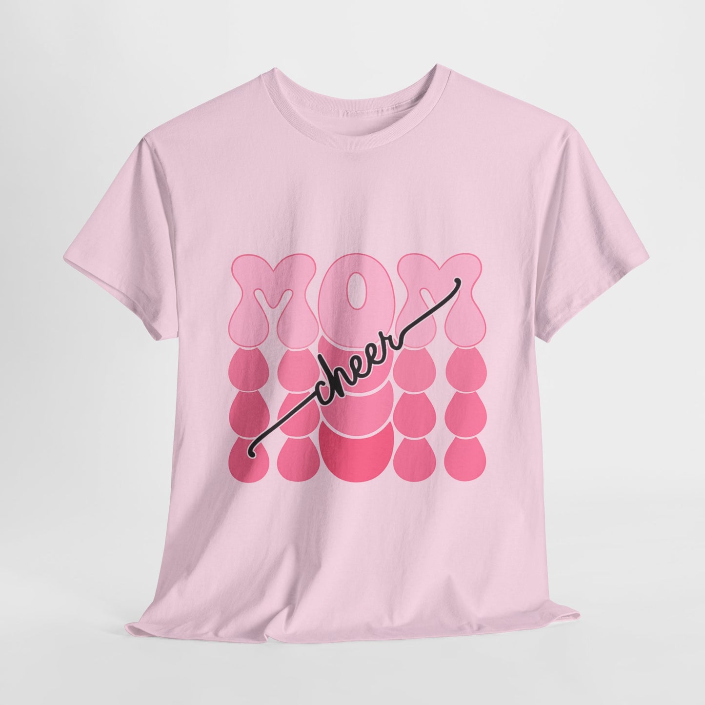 MOM Cheer – Pink Bubble Letter Spirit Tee