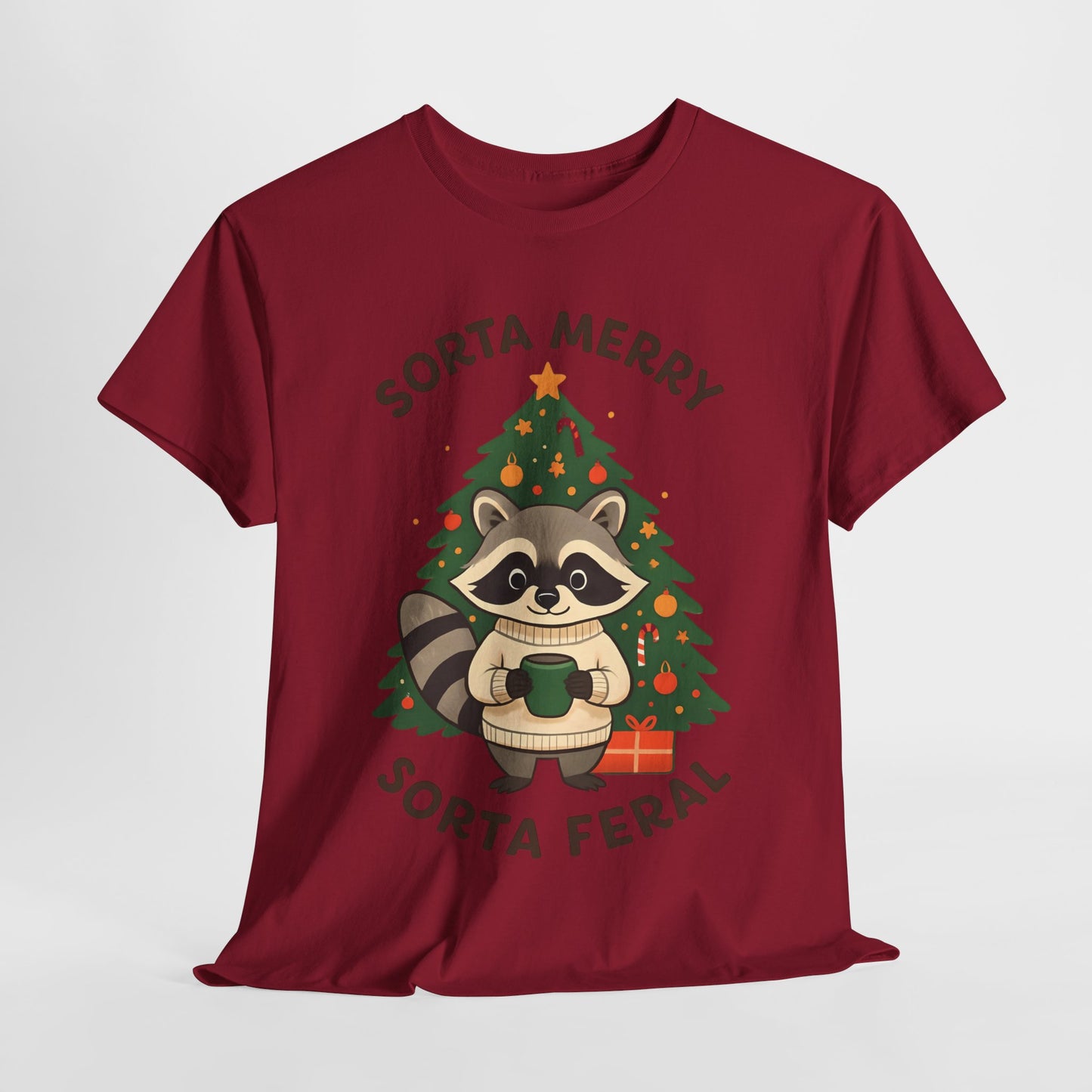 Sorta Merry Sorta Feral Raccoon Christmas Tee