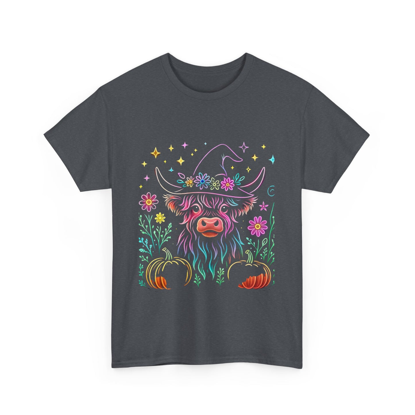🎃 Magical Highland Cow Tee – Witchy Pumpkin Farm Shirt