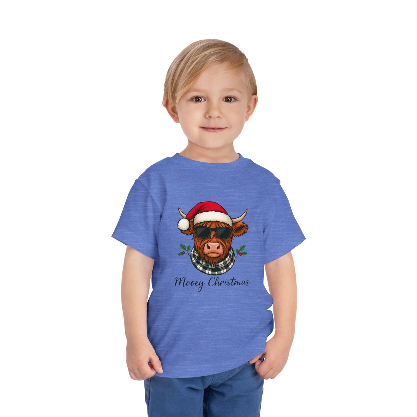 Mooey Christmas Highland Cow Toddler Tee