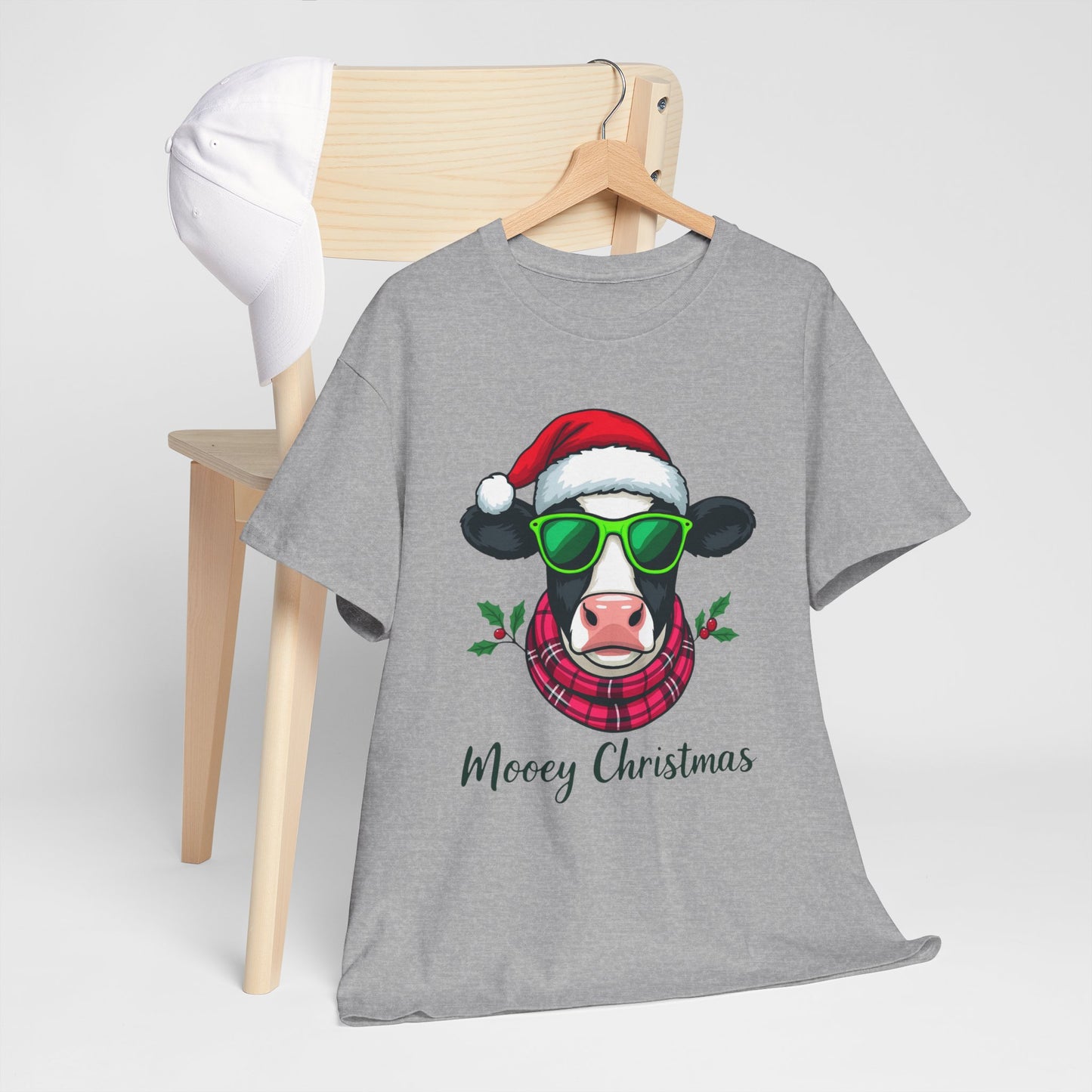 Moovey Christmas Cow Tee - Pink Plaid Scarf & Sunglasses