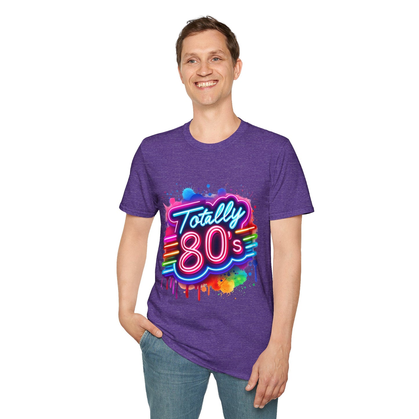 Totally 80s Unisex Softstyle T-Shirt – Retro Vintage Tee, Nostalgic Gift, Party Shirt, Perfect for 80s Theme Events, Festival Wear