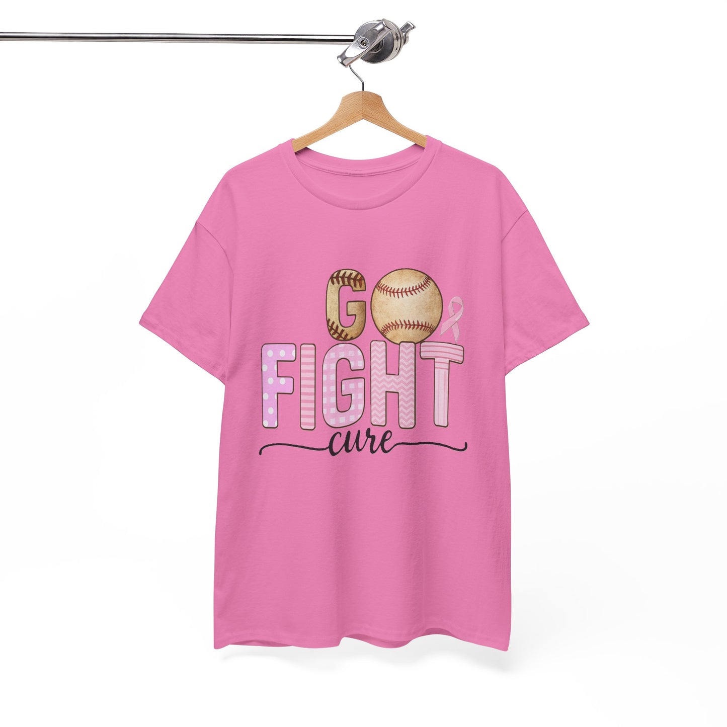 Go Fight Cure Baseball Pink Ribbon Awareness Tee