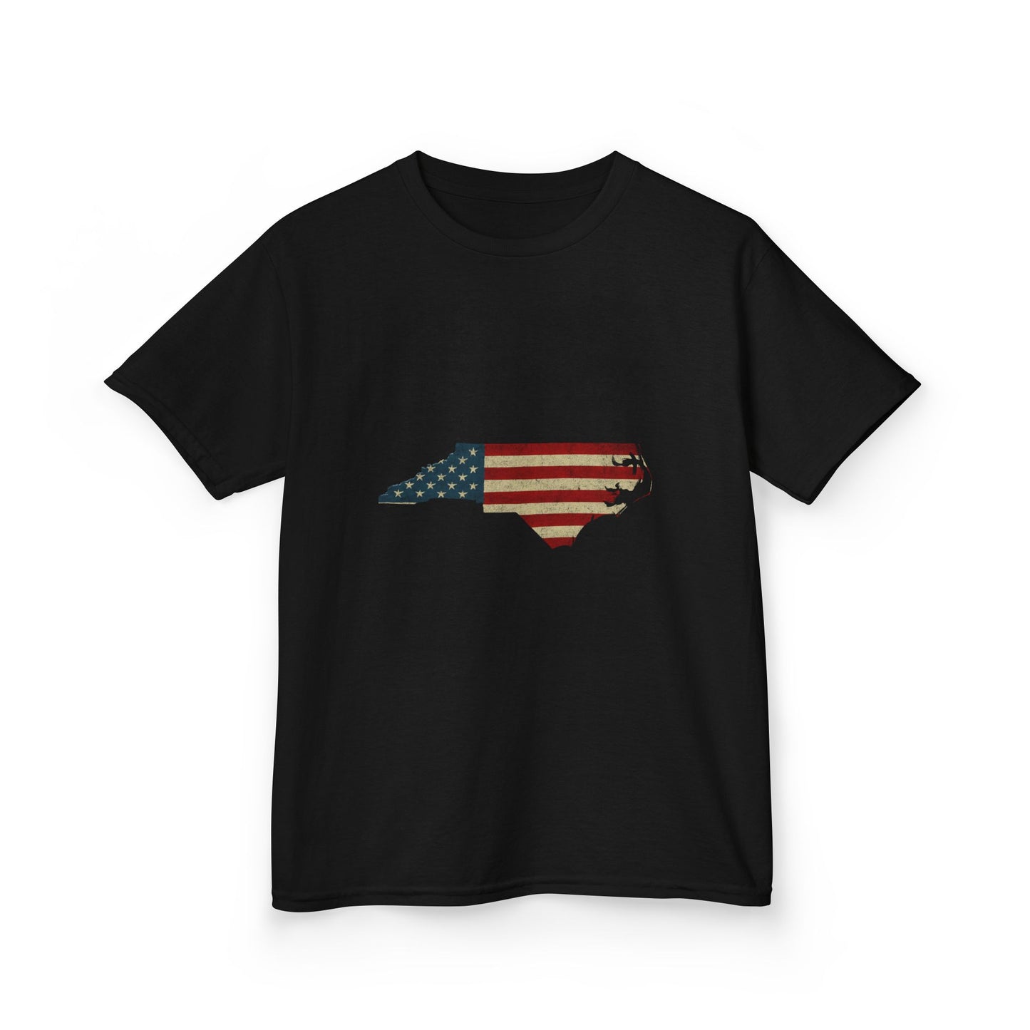NC Flag Dinosaur Christmas Tee - Kids Holiday Shirt