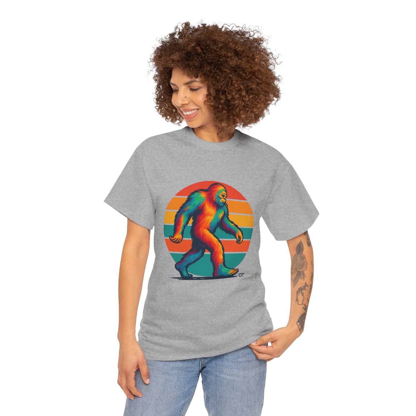Colorful Bigfoot Unisex T-Shirt, Fun Graphic Tee for Nature Lovers, Perfect for Holidays, Festivals, Camping, Gifts
