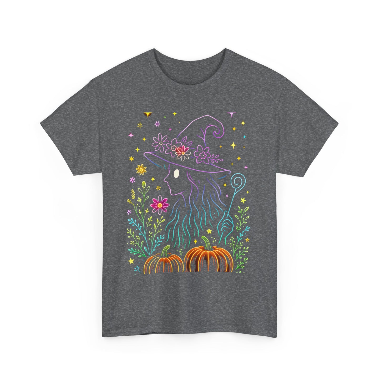 🌙 Whimsical Witch Cat Tee – Magical Halloween Pumpkin Shirt