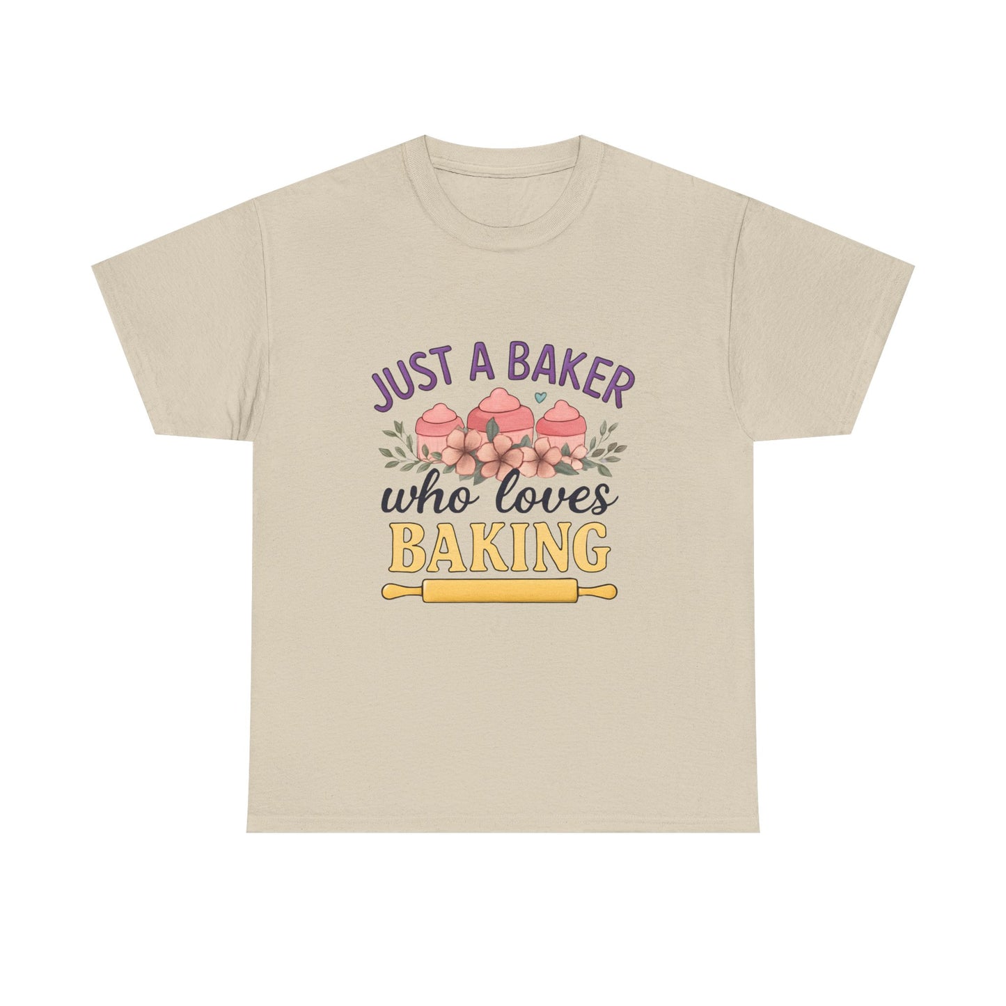 Baking Lover Tee with Cupcake and Rolling Pin Design