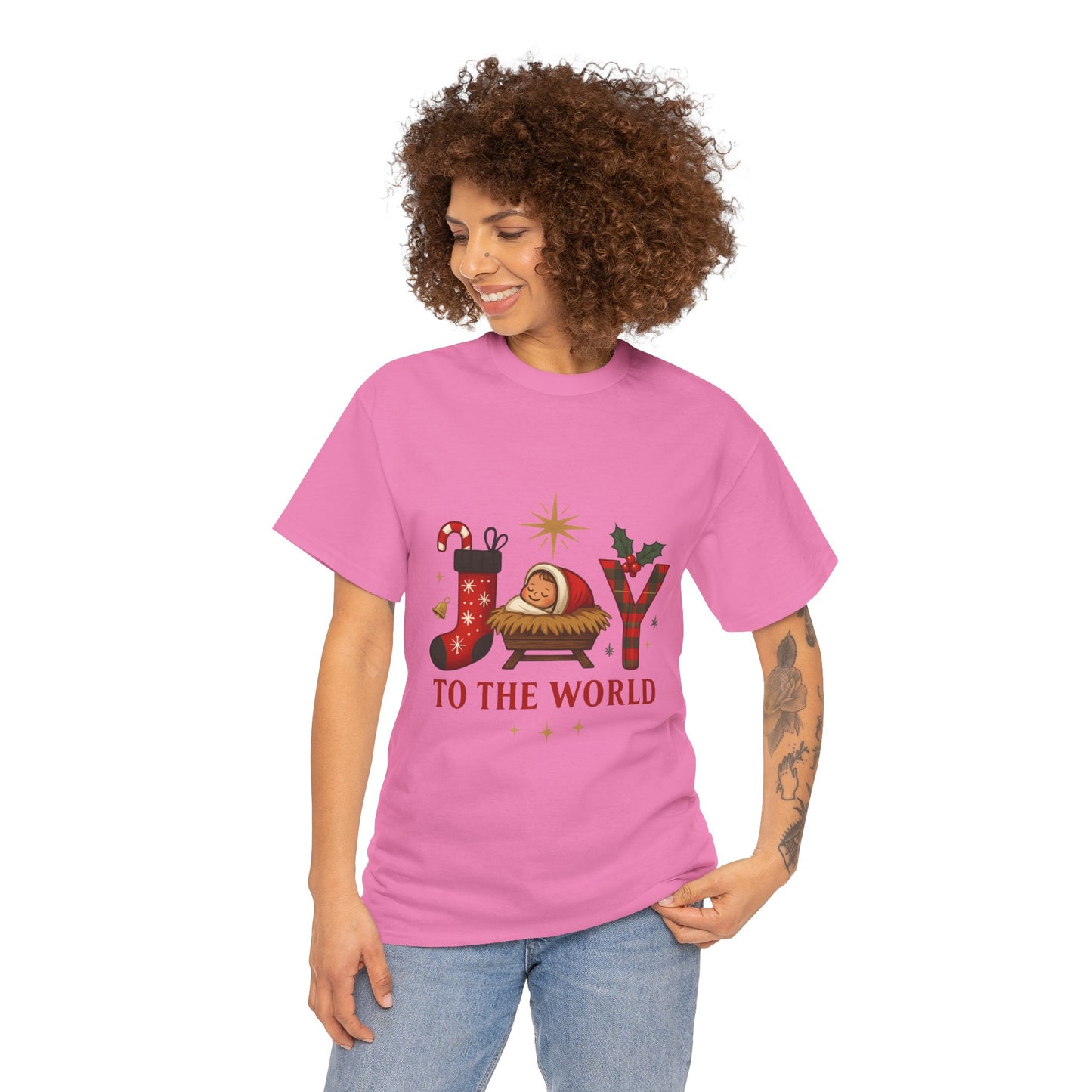 Christmas Joy Unisex Tee with Baby Jesus Illustration