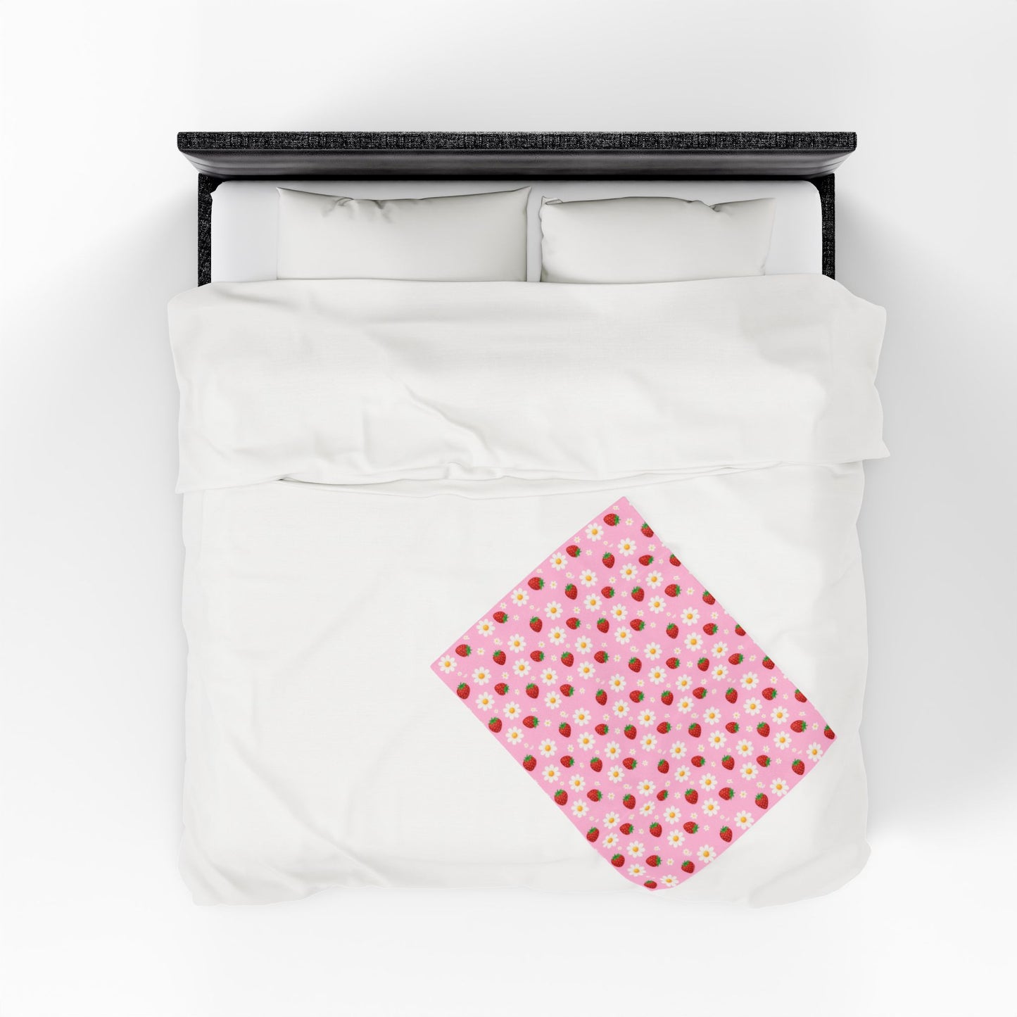 Cozy Strawberry Floral Blanket | Soft Plush Throw, Nursery Decor, Gift for Kids, Spring Home Accents, Cute Couch Cover