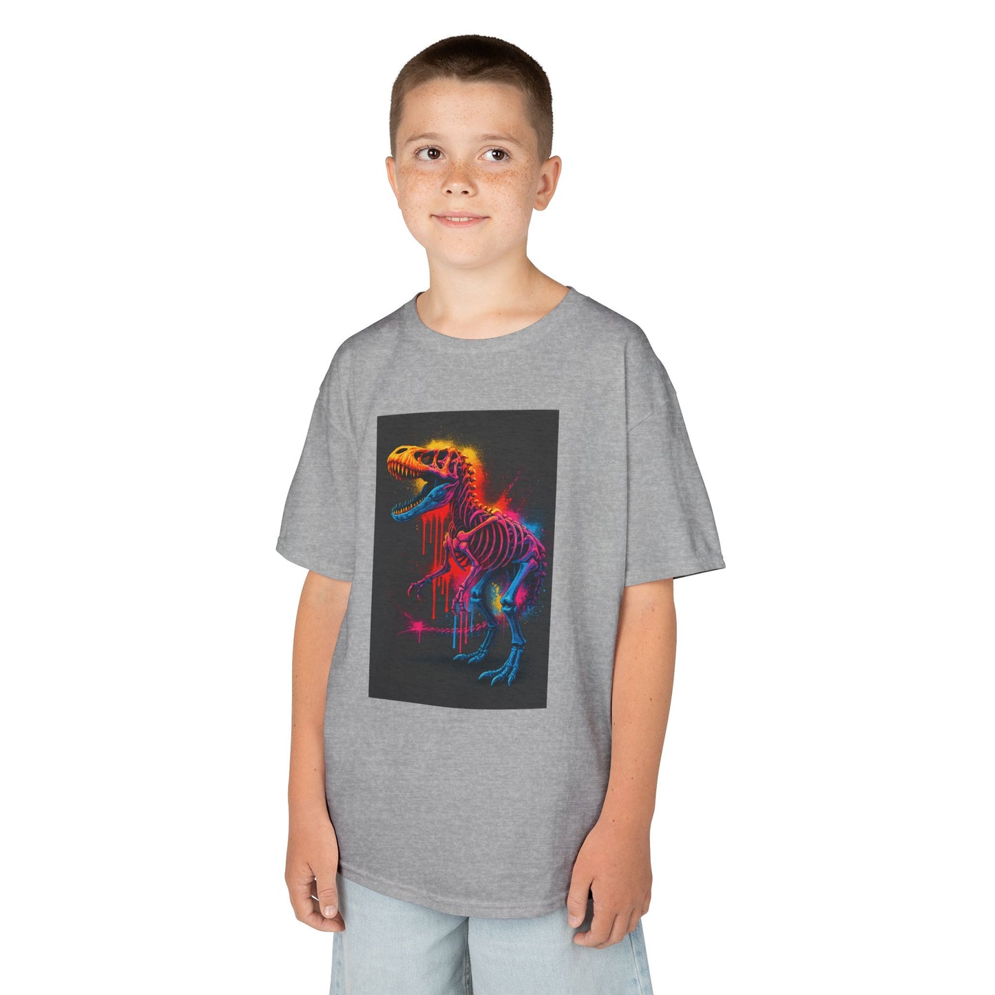 Kids Dinosaur Glow Tee, Fun Kids T-Shirt, Dino Shirt for Kids, Birthday Gift, Unique Kids Clothing, Animal Lover Apparel