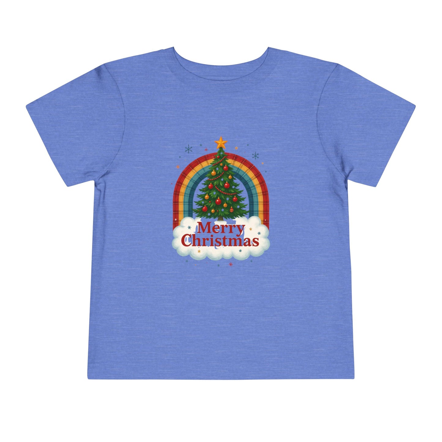 Merry Christmas Plaid Rainbow Tree Toddler Tee