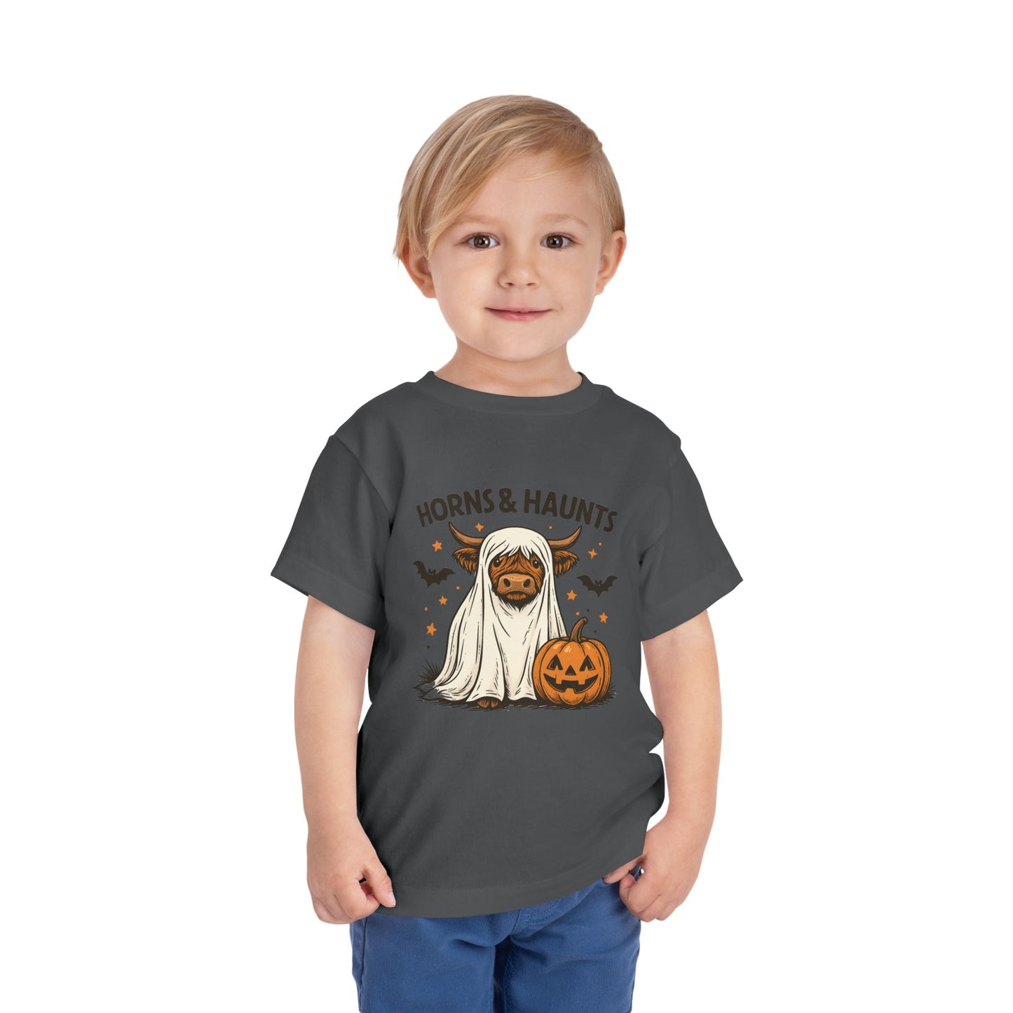 Horns & Haunts Highland Cow Toddler Halloween Tee