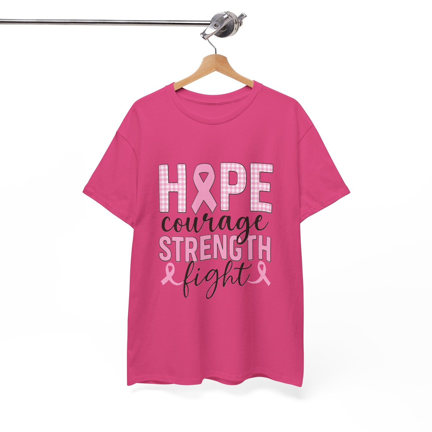 Hope, Courage & Strength Pink Ribbon Awareness Tee