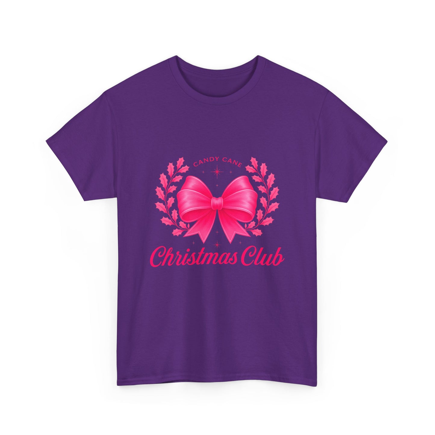 Christmas Tee with Pink Bow and Candy Cane Christmas Club Text