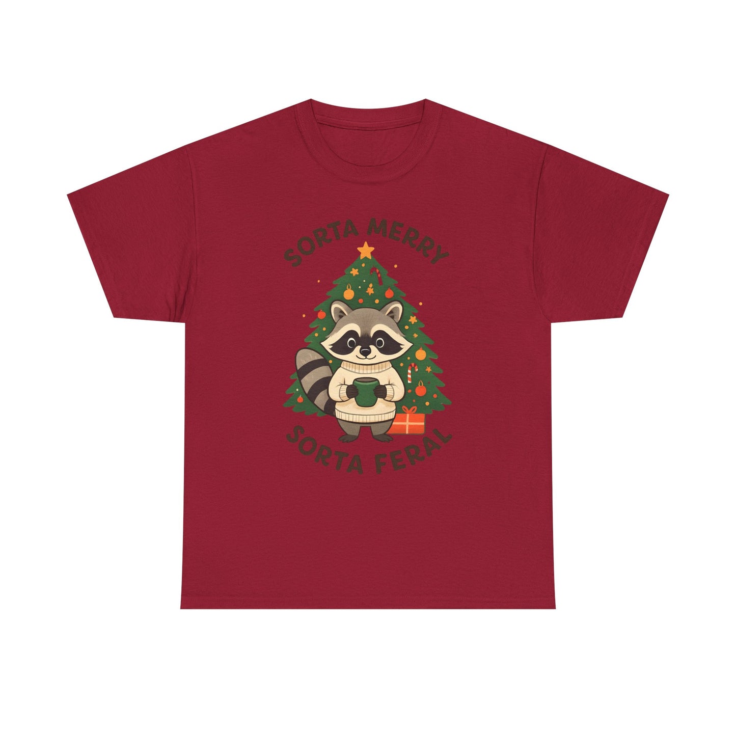 Sorta Merry Sorta Feral Raccoon Christmas Tee