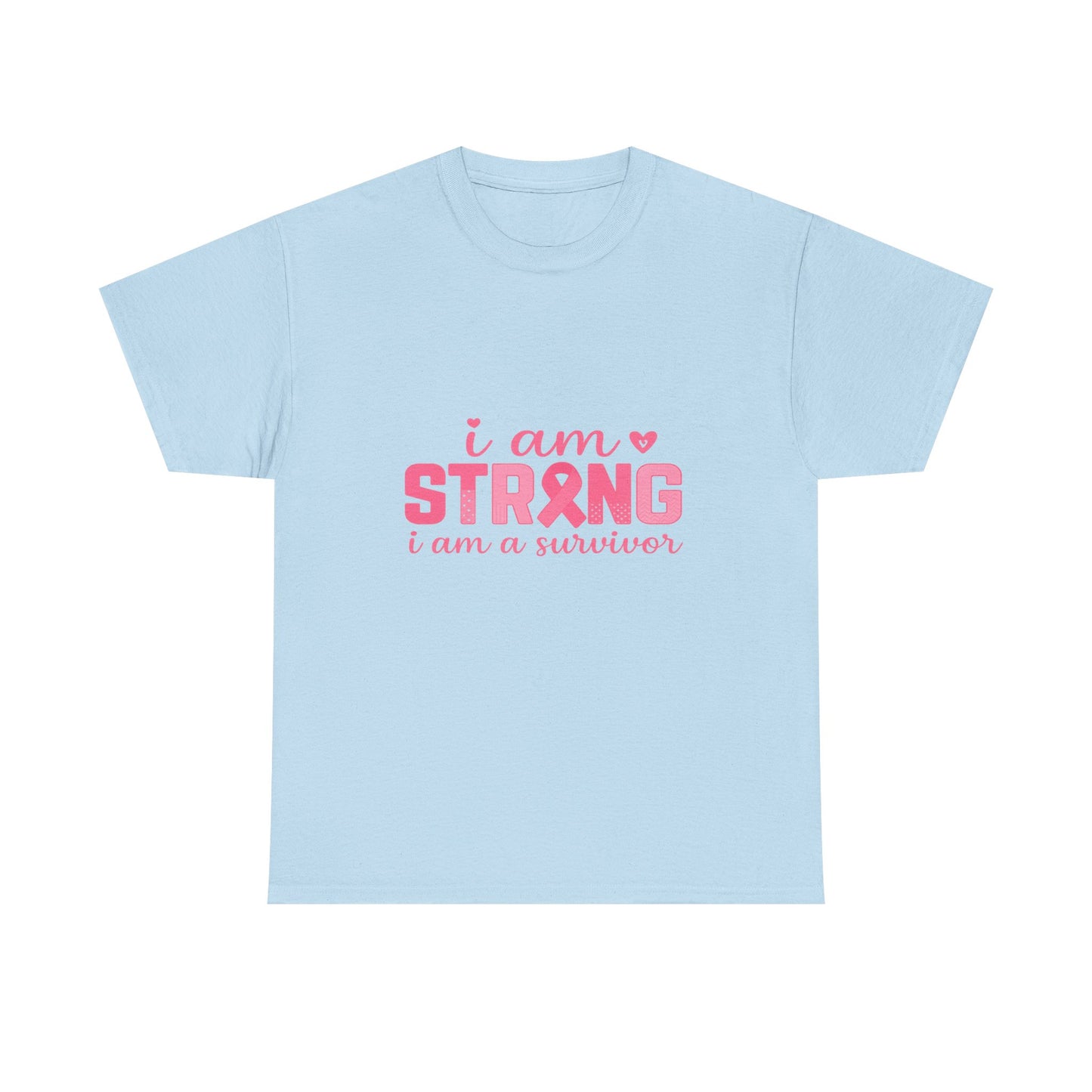 I AM STRONG - Pink Ribbon Breast Cancer Awareness Tee