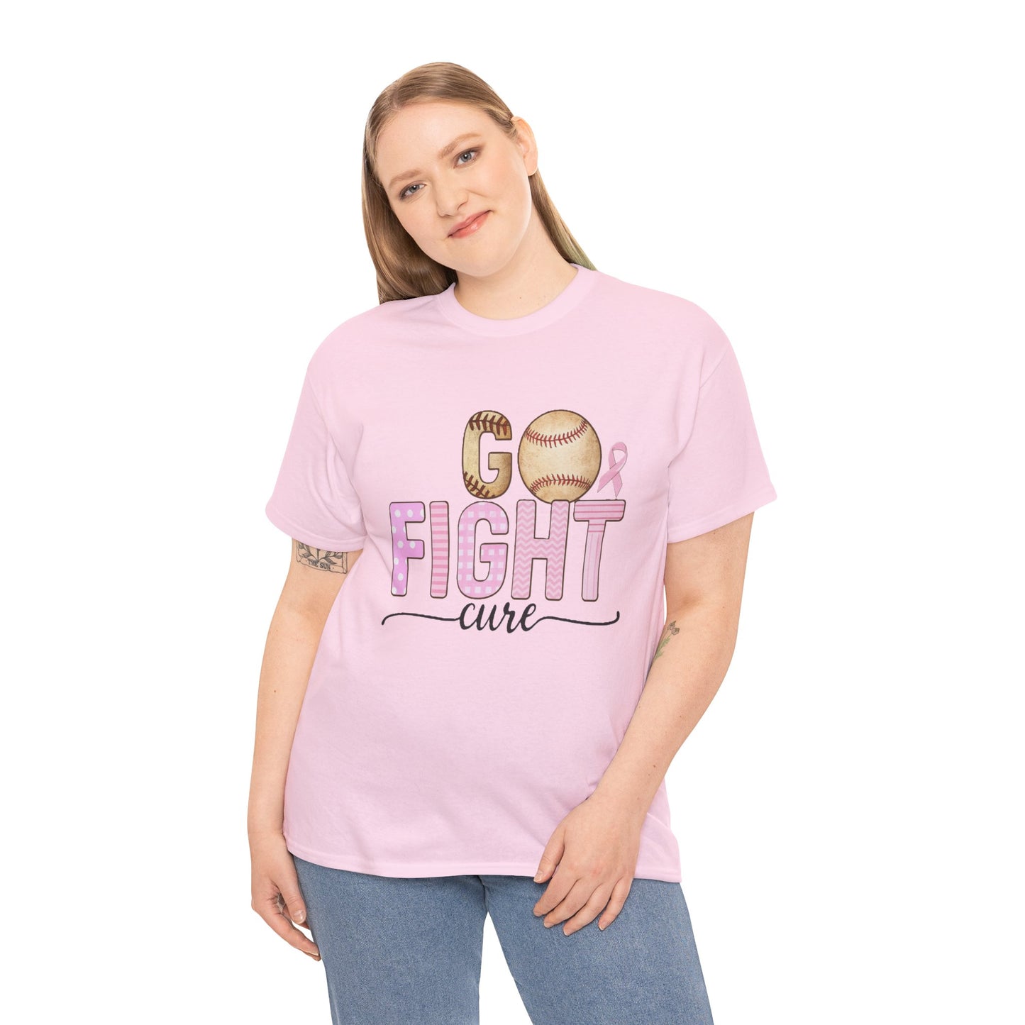 Go Fight Cure Baseball Pink Ribbon Awareness Tee