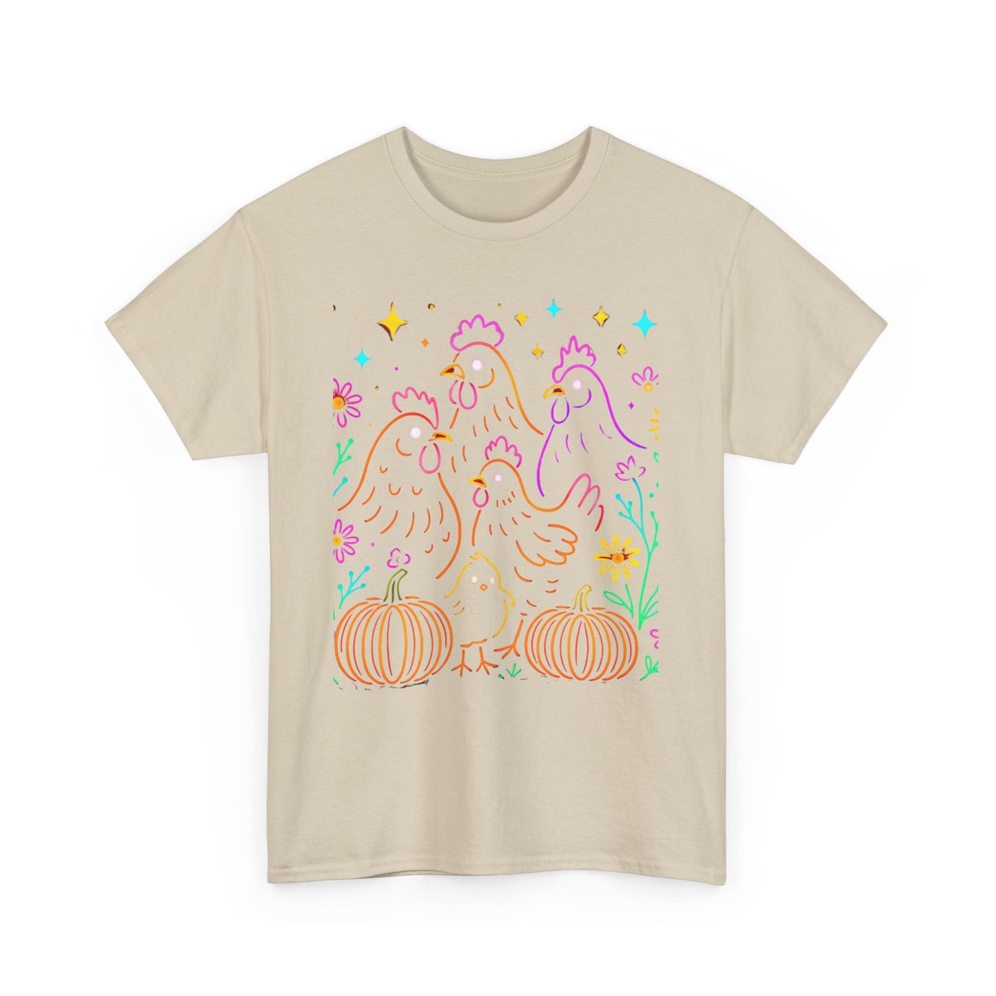 Autumn Glow Chicken Tee – Colorful Farmhouse Pumpkin Shirt