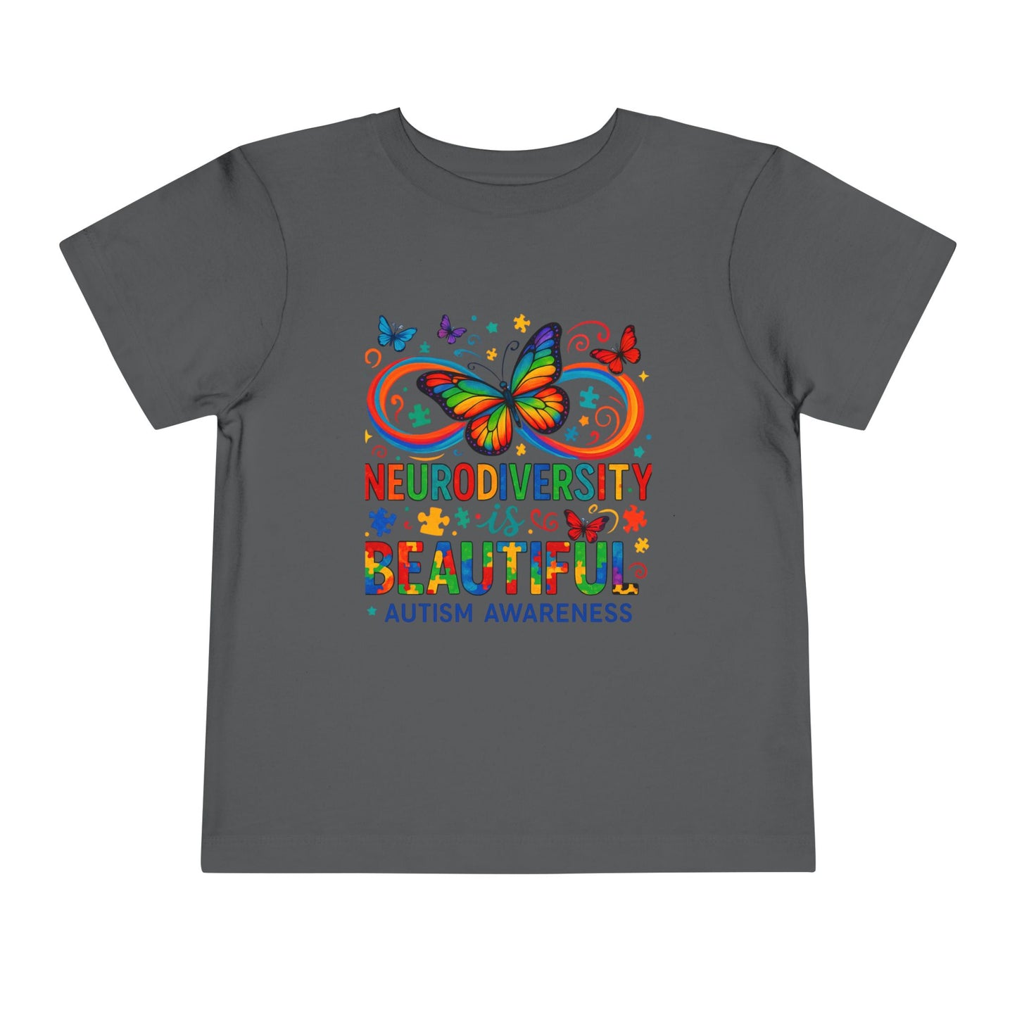 Toddler Tee - Neurodiversity is Beautiful Butterfly Rainbow Puzzle Piece Tee