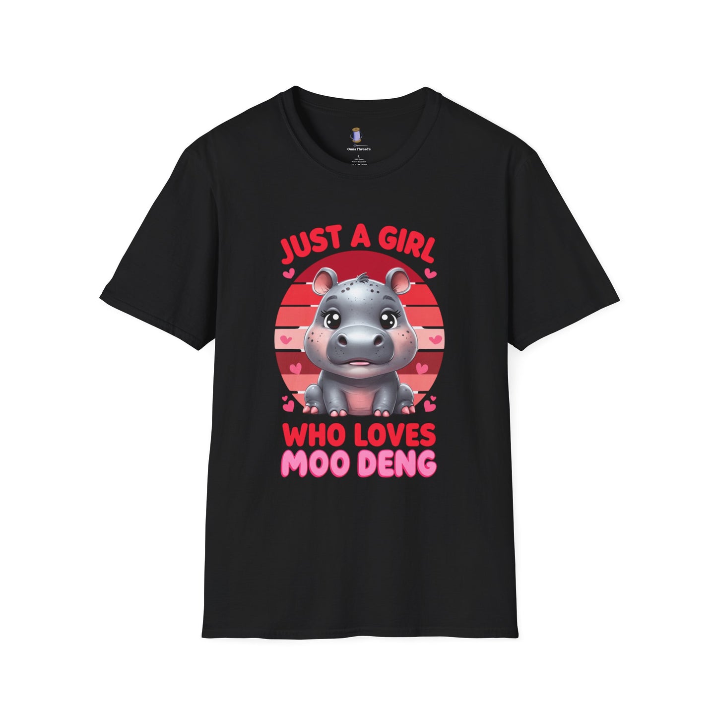 Just a Girl Who Loves Moo Deng Unisex Softstyle T-Shirt | Cute Hippo Tee, Animal Lover Shirt, Gift for Kids, Summer Wear, Birthday Present