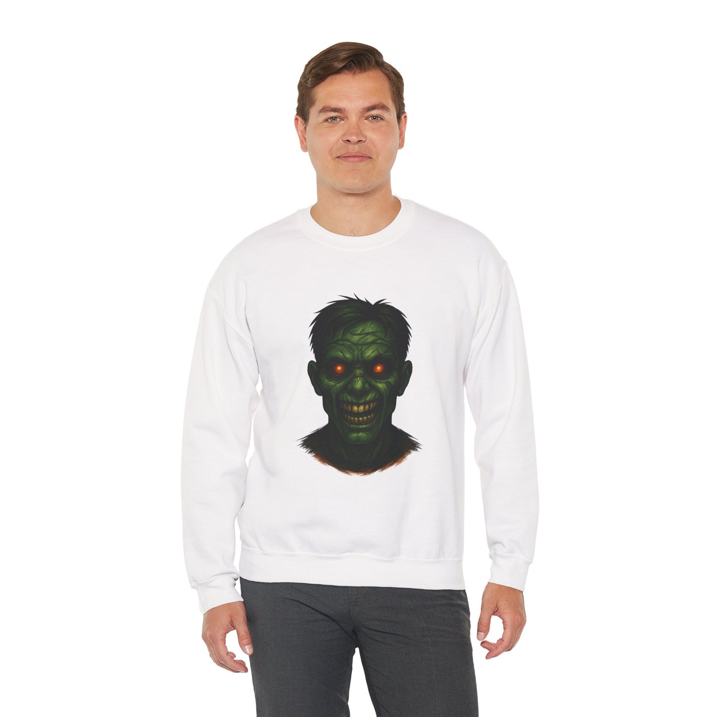 Zombie Head Halloween Crewneck Sweatshirt