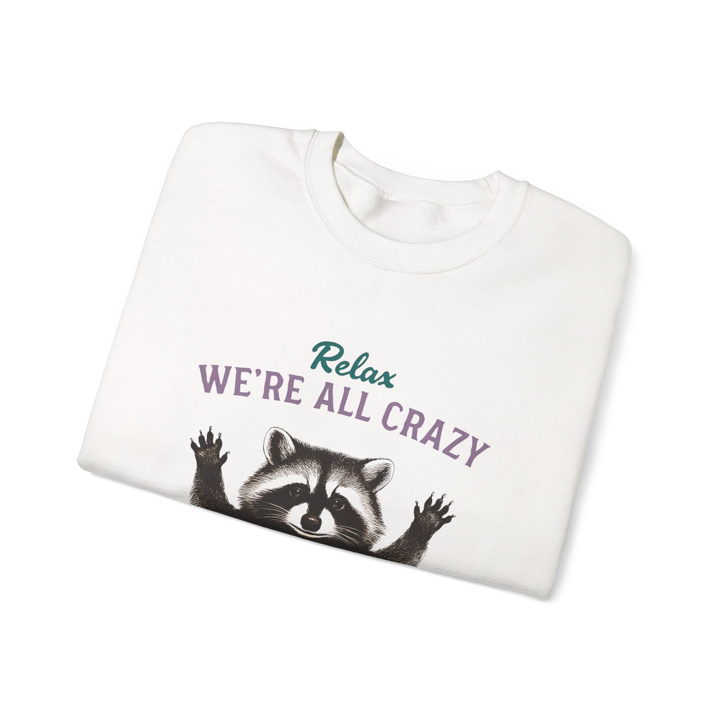 Relax, We're All Crazy! Raccoon Sweatshirt