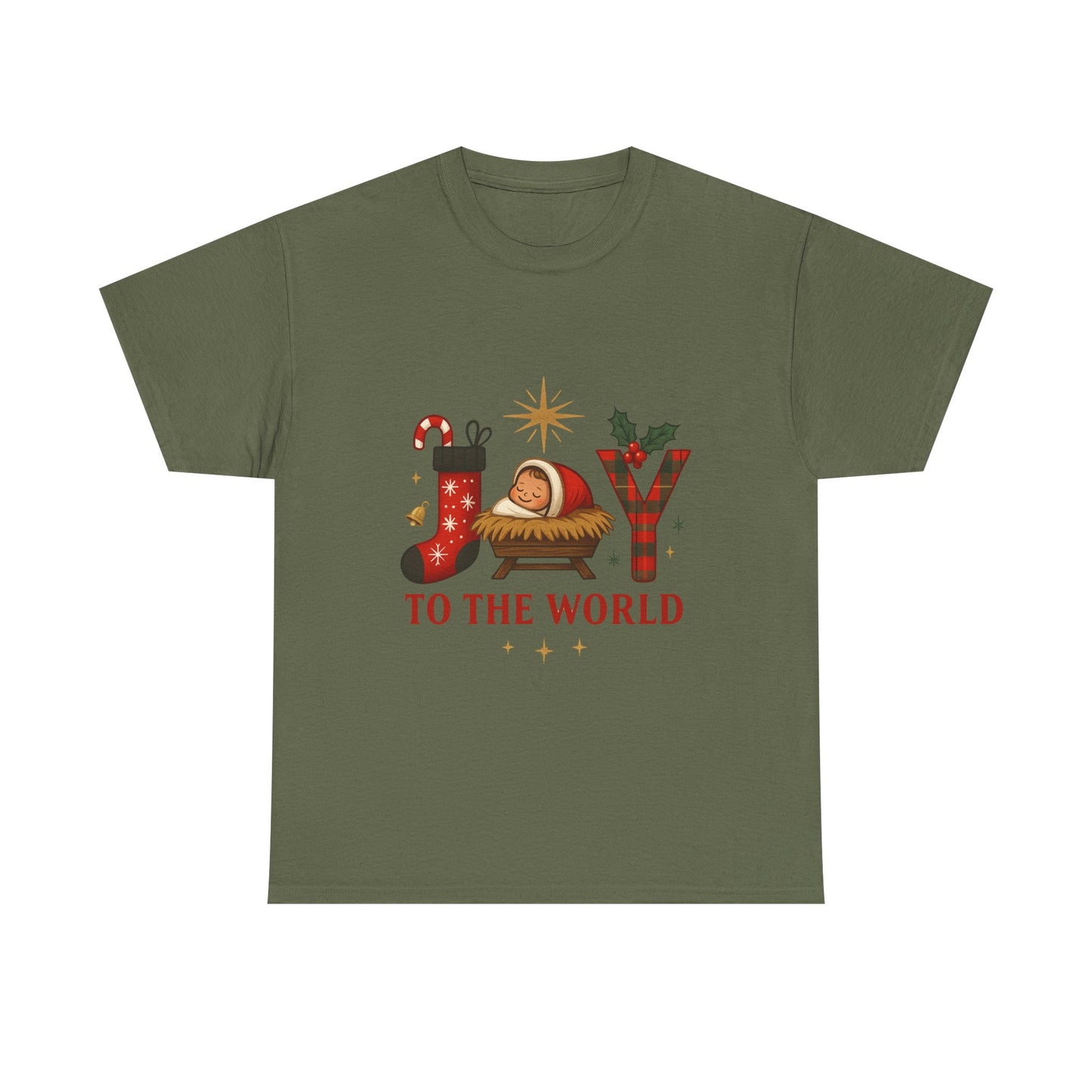 Christmas Joy Unisex Tee with Baby Jesus Illustration
