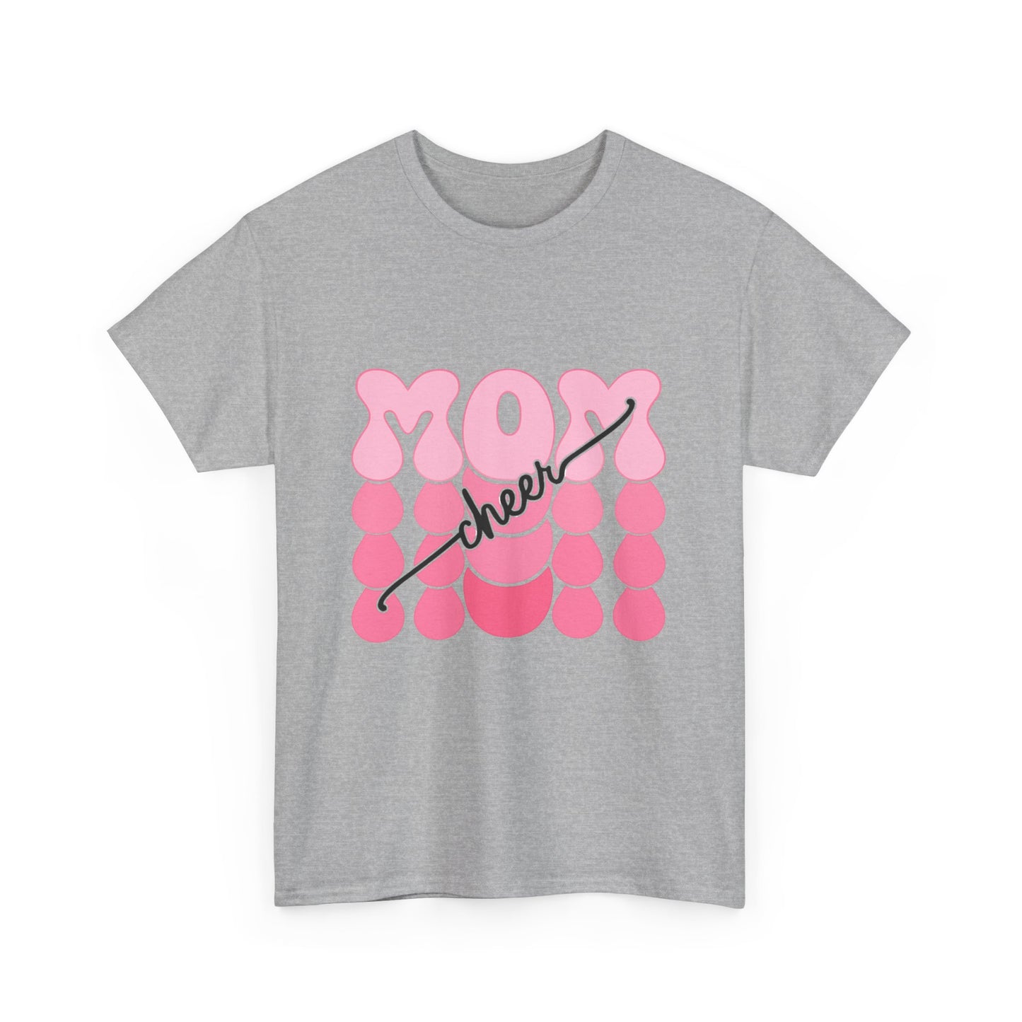 MOM Cheer – Pink Bubble Letter Spirit Tee