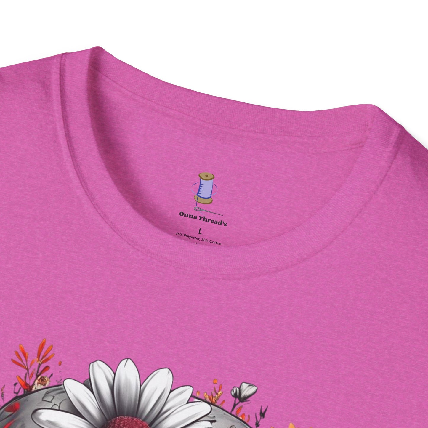 Skull & Flower Graphic T-Shirt, Unisex Casual Tee, Edgy Fashion Wear, Festival Outfit, Gift for Halloween & Day of the Dead