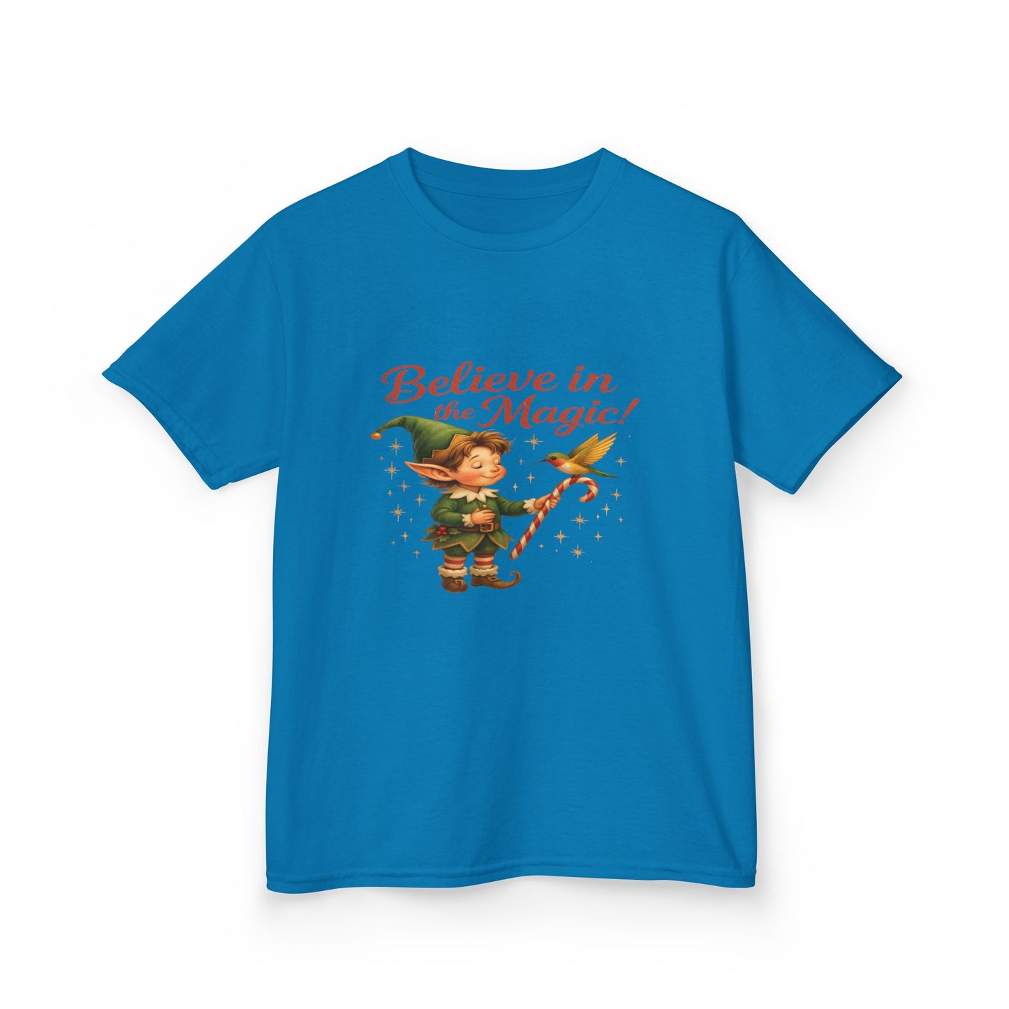 Believe in the Magic Elf & Dino Christmas Kids Tee