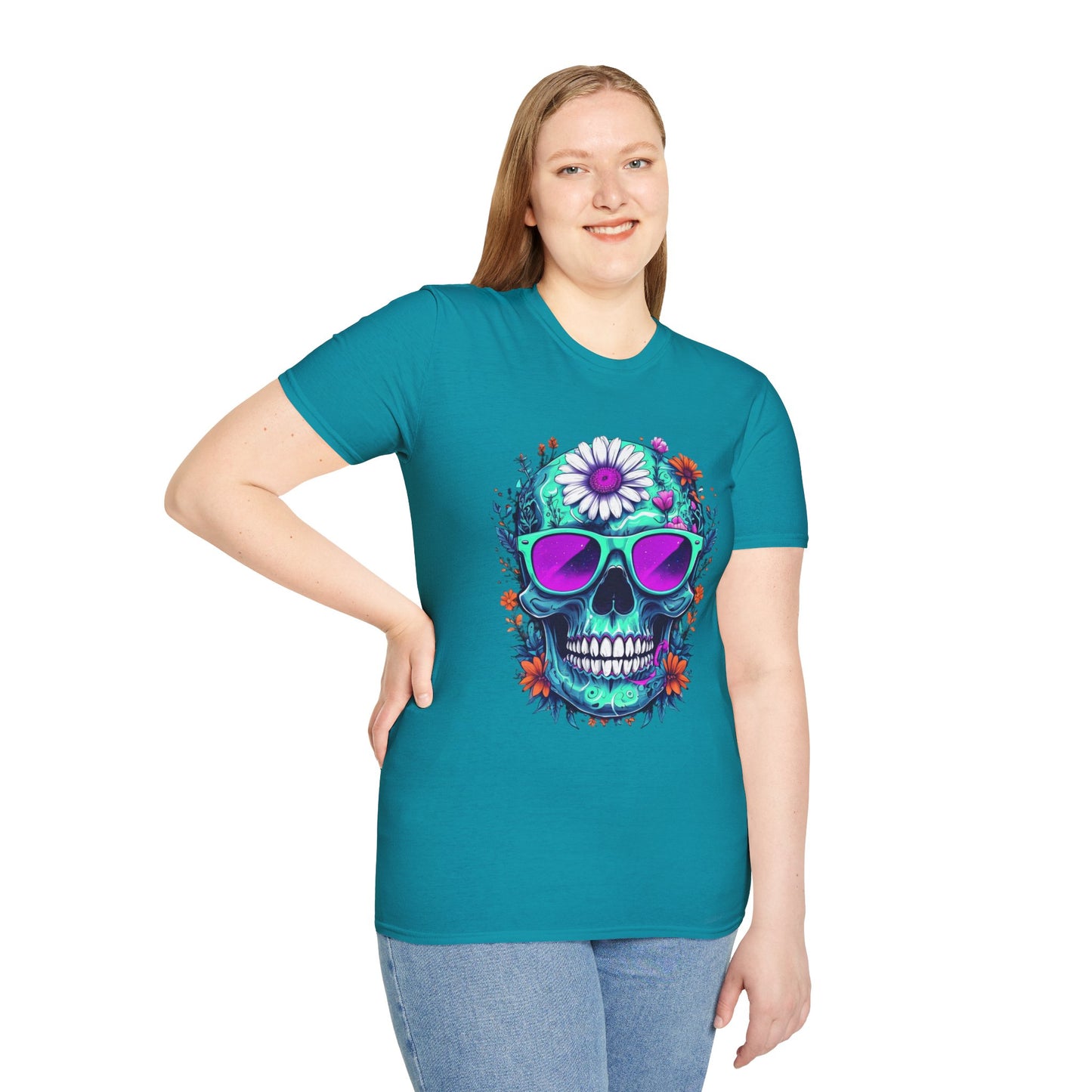 Vibrant Skull Graphic Tee, Edgy Unisex T-Shirt, Festival Wear, Vintage Inspired Tops, Halloween Must-Have, Cool Casual Style