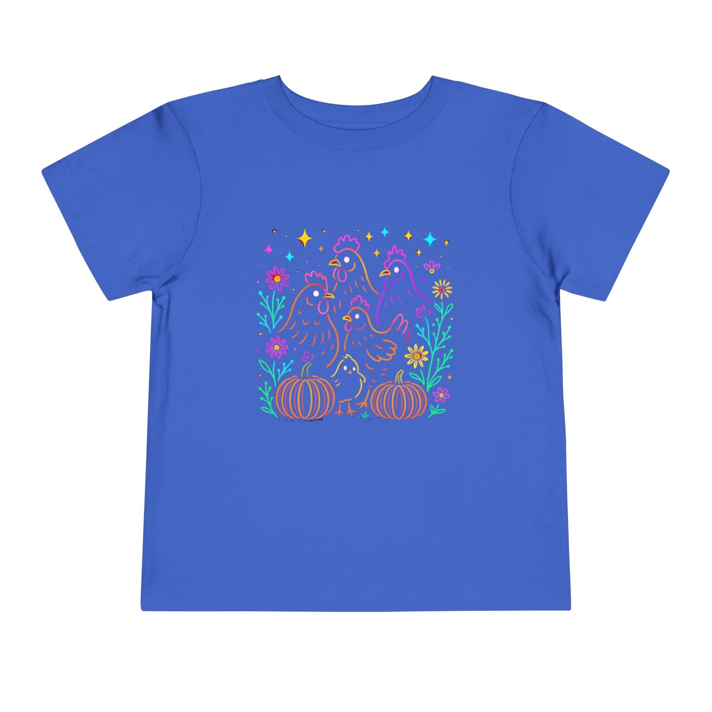 Toddler Halloween Tee - Playful Chickens & Pumpkins Design