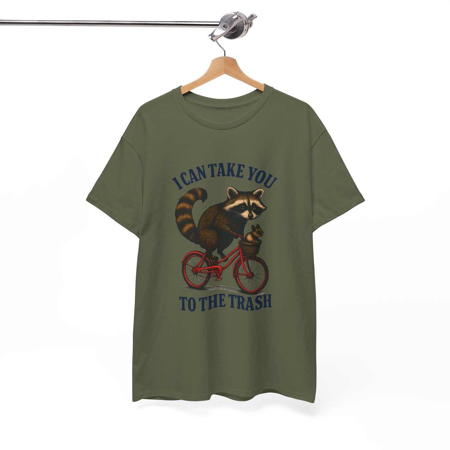 Cotton Tee Vintage Raccoon Bicycle Graphic Shirt