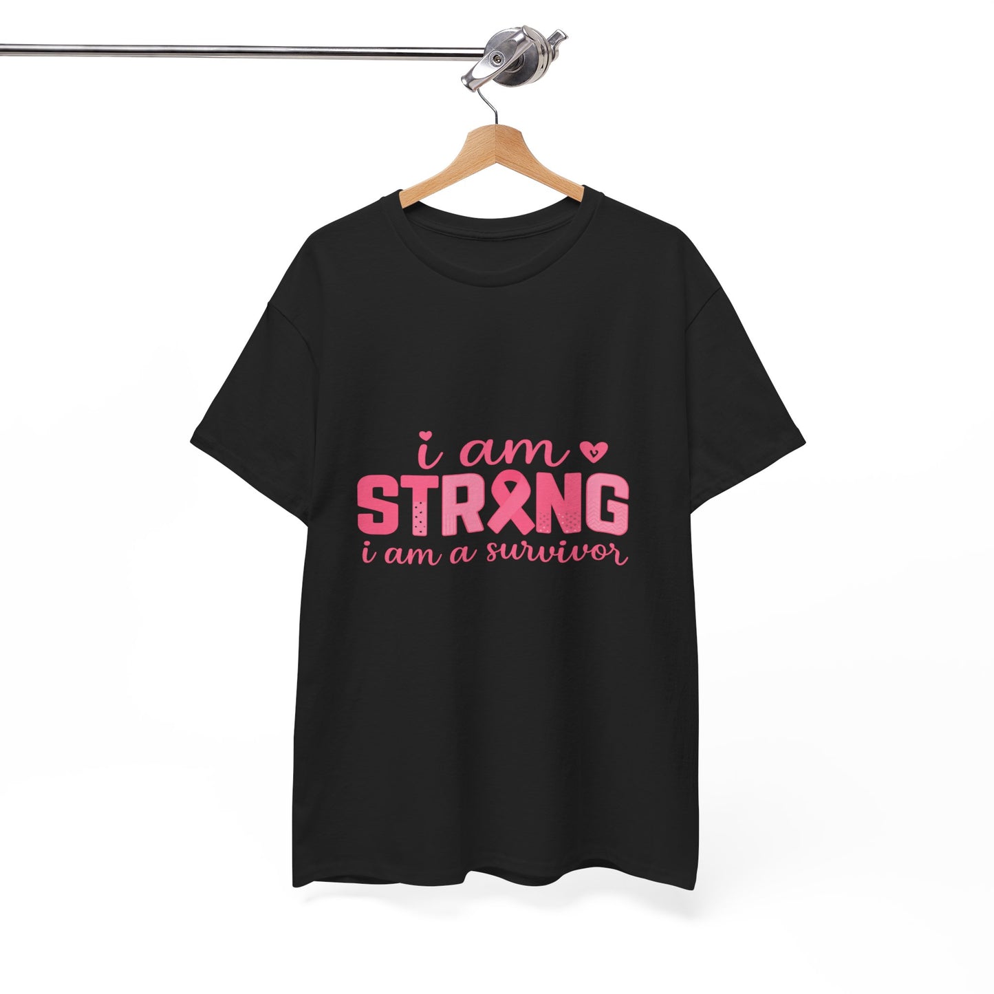 I AM STRONG - Pink Ribbon Breast Cancer Awareness Tee