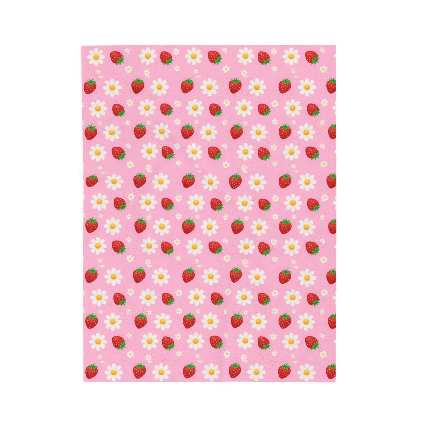 Cozy Strawberry Floral Blanket | Soft Plush Throw, Nursery Decor, Gift for Kids, Spring Home Accents, Cute Couch Cover