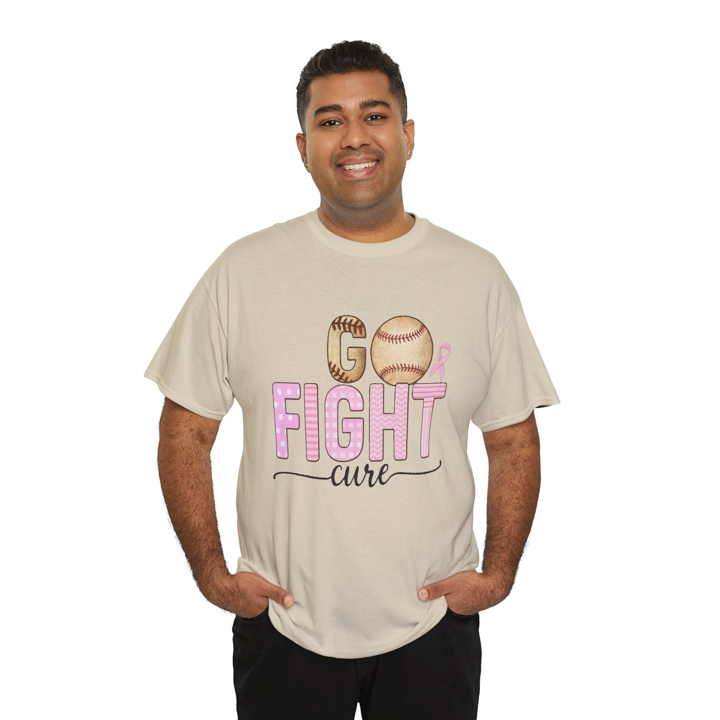 Go Fight Cure Baseball Pink Ribbon Awareness Tee