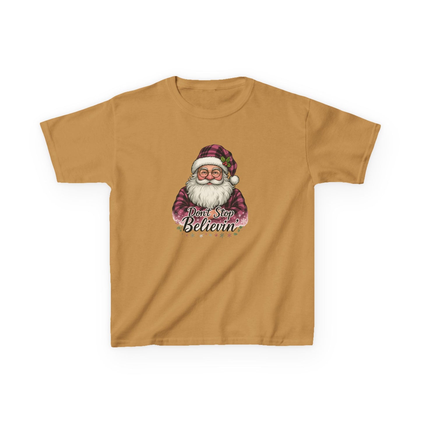 Plaid Santa 'Don't Stop Believin' Christmas Tee