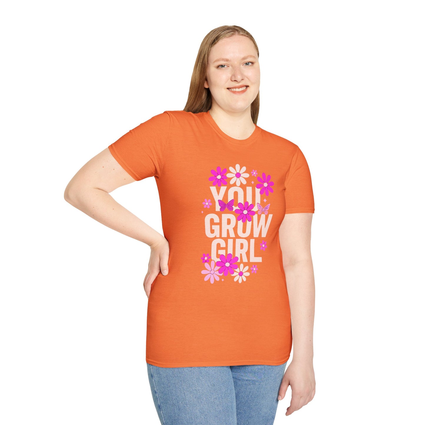 Floral Grow Girl T-Shirt, Cute Graphic Tee, Gift for Plant Lovers, Spring Fashion, Nature Lover Apparel