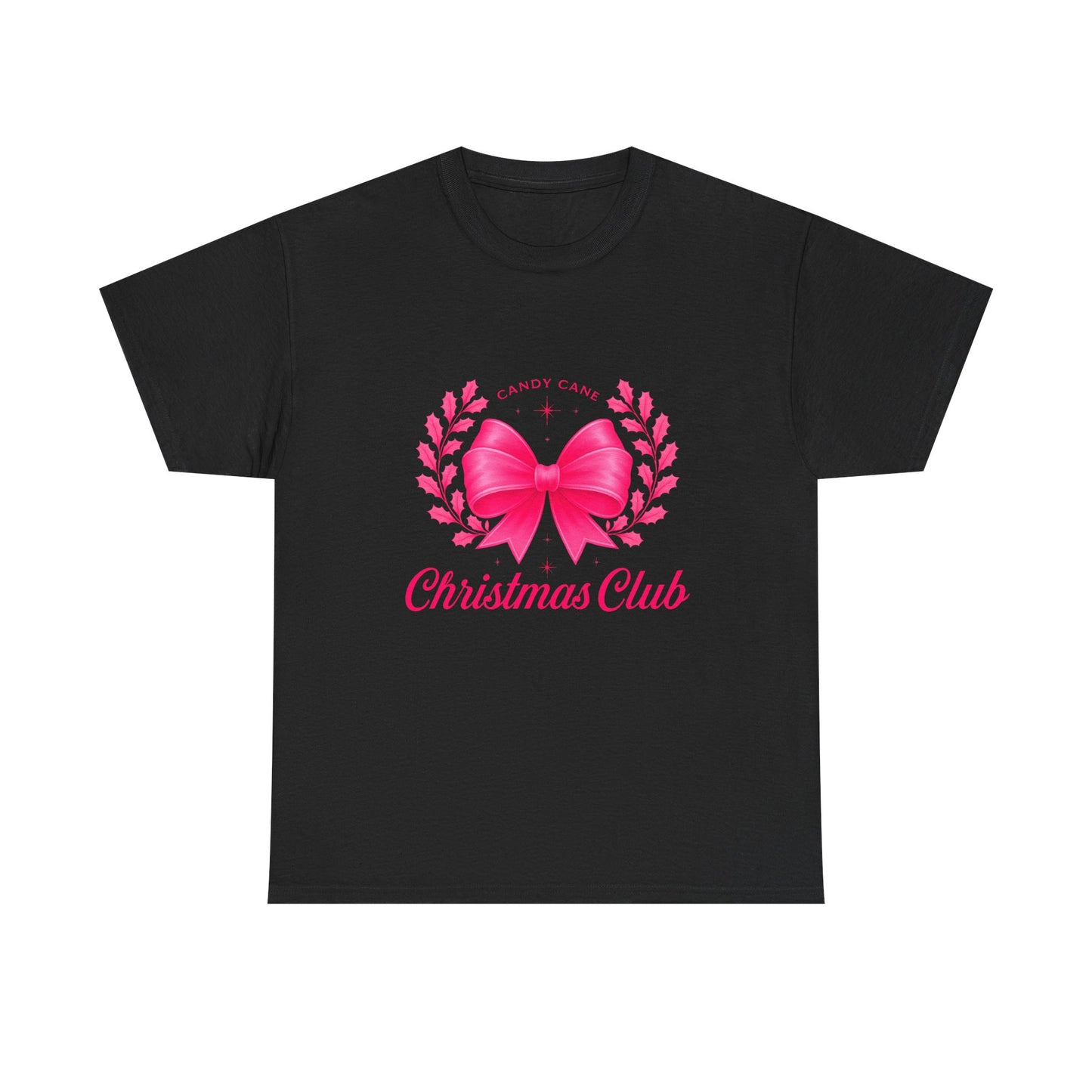 Christmas Tee with Pink Bow and Candy Cane Christmas Club Text