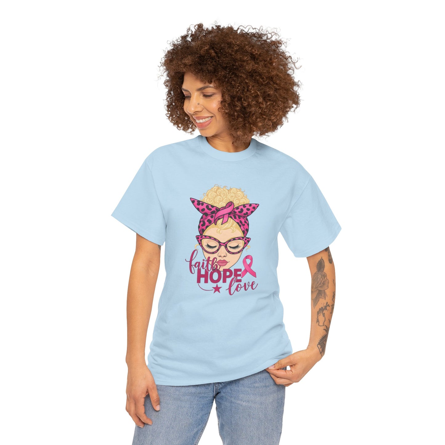 Hope Love Pink Ribbon Tee - Breast Cancer Awareness