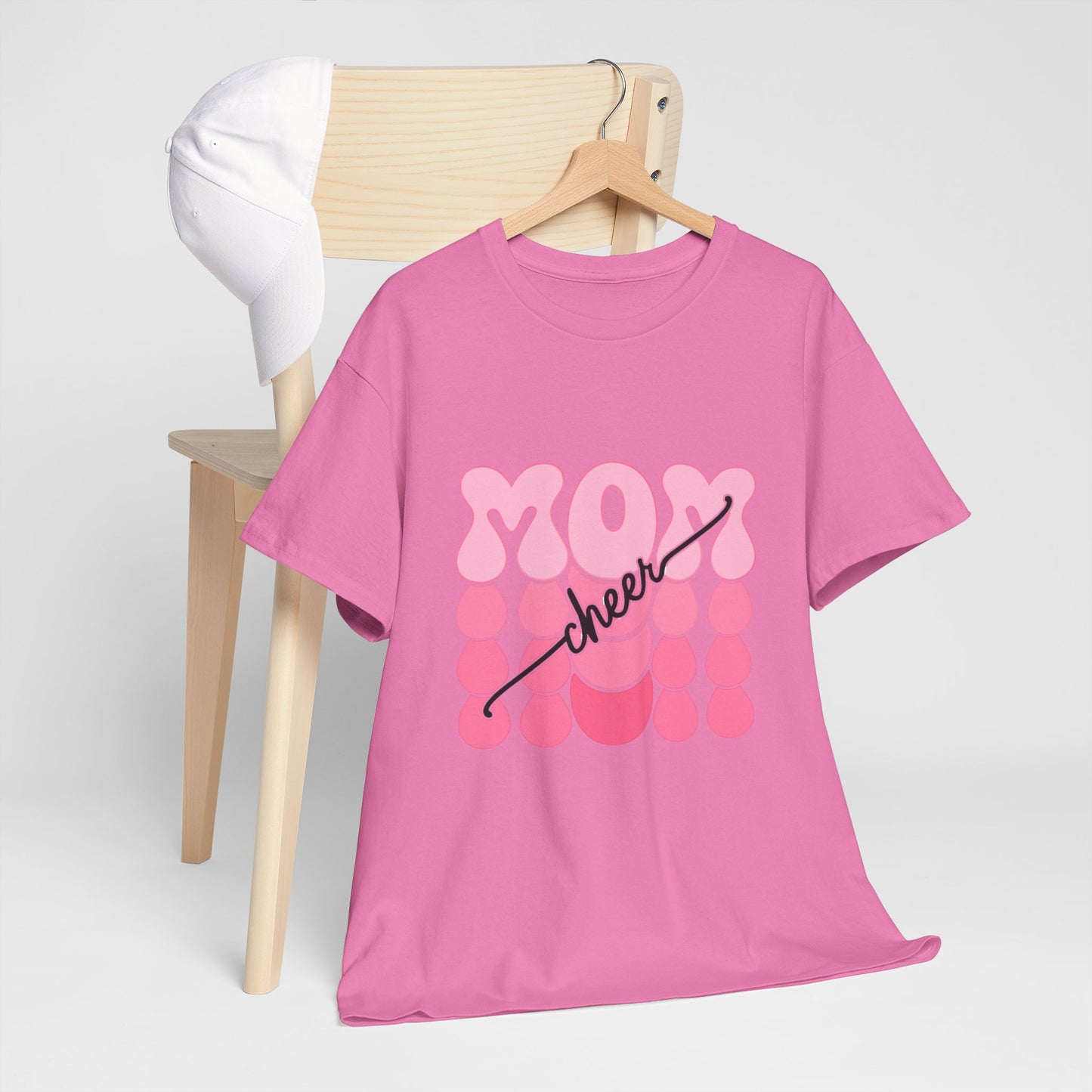 MOM Cheer – Pink Bubble Letter Spirit Tee