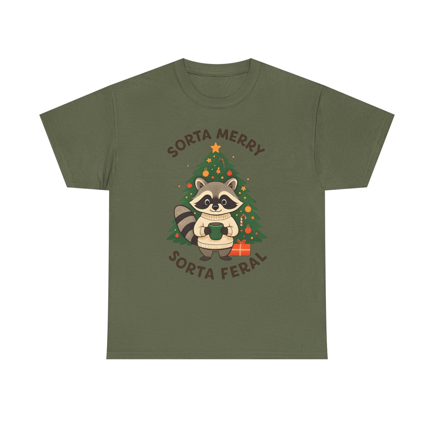 Sorta Merry Sorta Feral Raccoon Christmas Tee