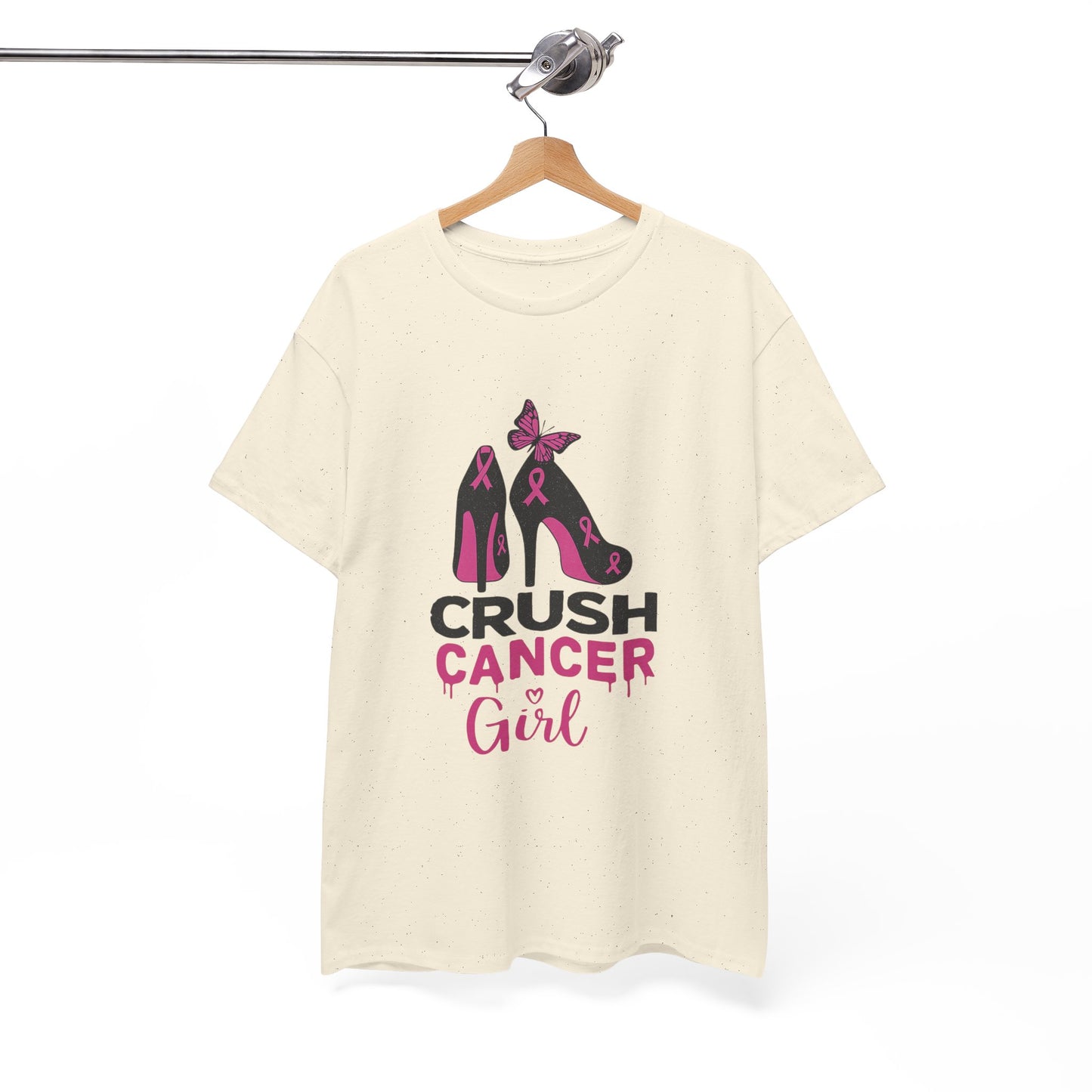 Crush Cancer Girl Tee: High Heels, Pink Ribbon, Hope