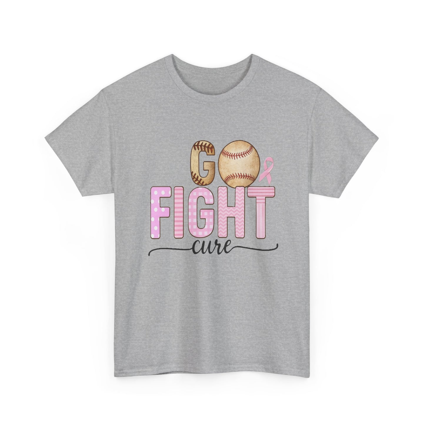 Go Fight Cure Baseball Pink Ribbon Awareness Tee