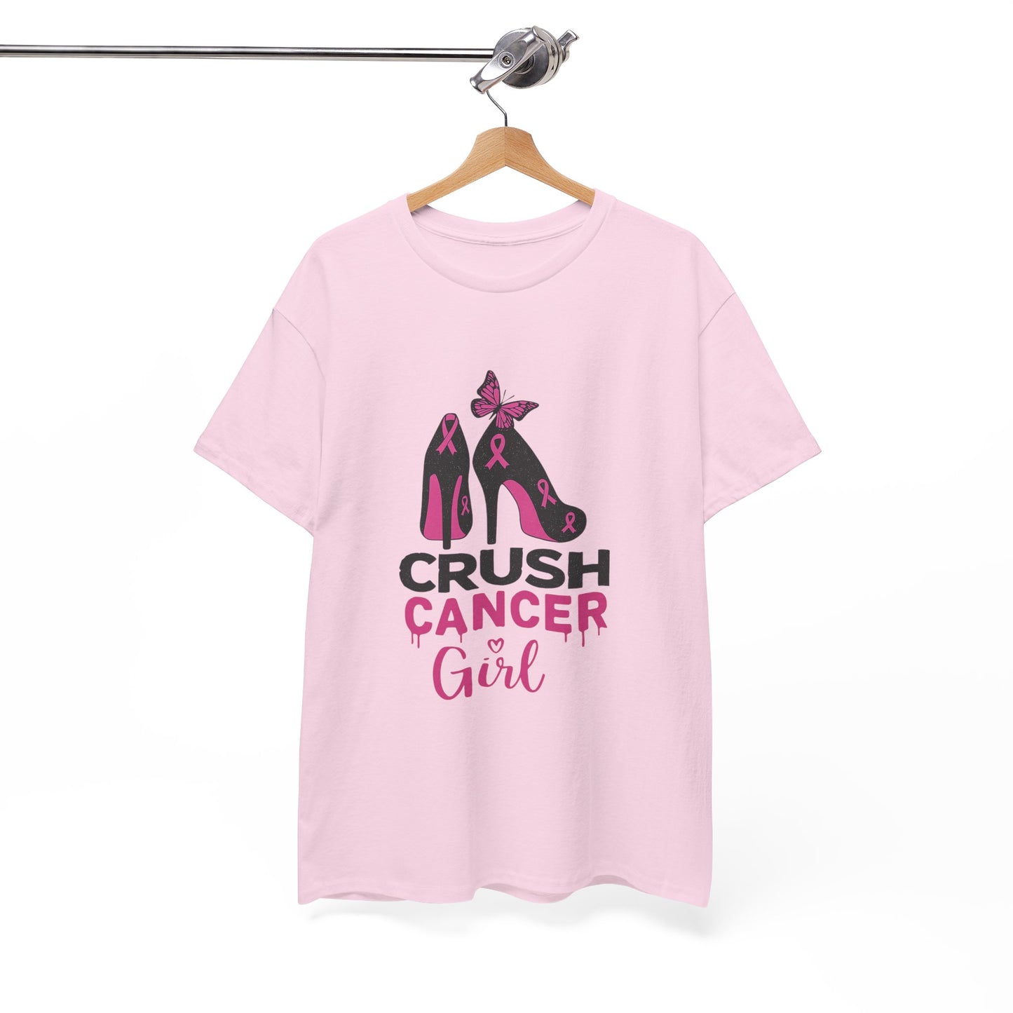 Crush Cancer Girl Tee: High Heels, Pink Ribbon, Hope